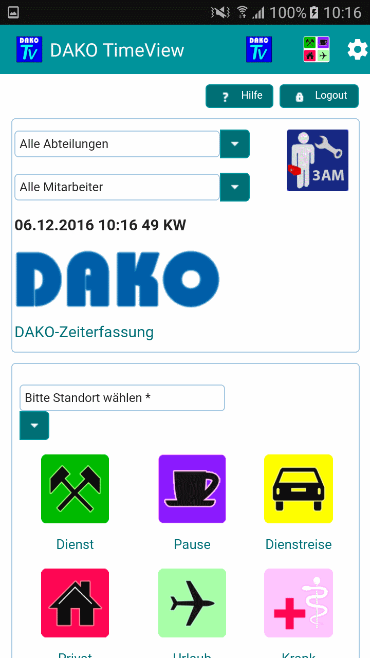 DAKO TimeView App  Zeiterfassung